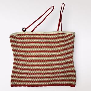 4 Sienna Striped One Shoulder boho‎ indie Crochet Top Size L